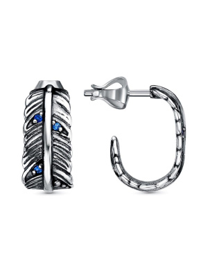 Серьги серебро 925 пробы, покрытие - оксидирование, вставка - искусственная шпинель