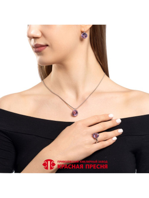 Серьги серебро 925 пробы, покрытие - родирование, вставка - турмалин (искусственный)