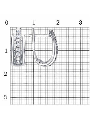 Серьги серебро 925 пробы, покрытие - родирование, вставка - фианит (недрагоценный камень)