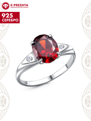 Кольцо серебро 925 пробы, покрытие - платинирование, вставка - фианит (недрагоценный камень)