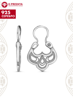 Серьги серебро 925 пробы, покрытие - оксидирование, без вставок