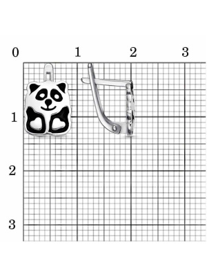 Серьги серебро 925 пробы, покрытие - оксидирование, отделка - эмаль, без вставок