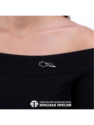 Брошь серебро 925 пробы, покрытие - платинирование, без вставок