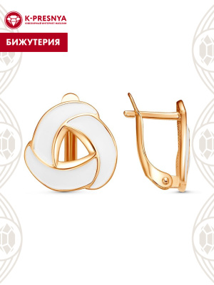 Серьги бижутерия, покрытие - золочение, отделка - эмаль, без вставок