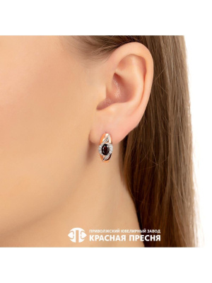 Серьги серебро 925 пробы, покрытие - золочение, выборочное родирование