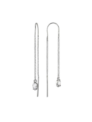 Серьги бижутерия, покрытие - серебрение, вставка - фианит (недрагоценный камень)