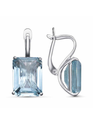 Серьги серебро 925 пробы, покрытие - родирование, вставка - горный хрусталь собственной огранки