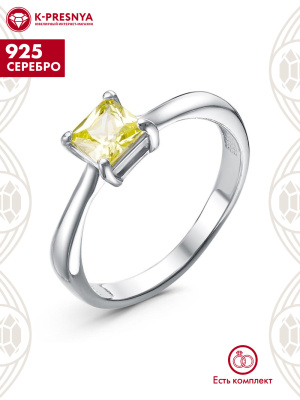 Кольцо серебро 925 пробы, покрытие - родирование, вставка - фианит (недрагоценный камень)