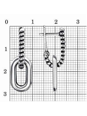 Серьги серебро 925 пробы, покрытие - оксидирование, без вставок