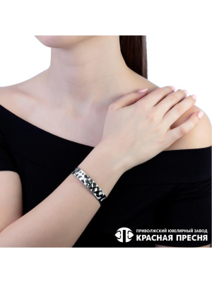 Браслет серебро 925 пробы, покрытие - оксидирование, без вставок