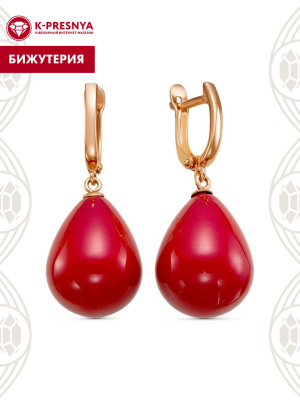 Серьги бижутерия, покрытие - золочение, вставка - имитация жемчуга