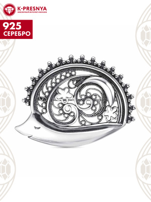 Брошь серебро 925 пробы, покрытие - оксидирование, без вставок
