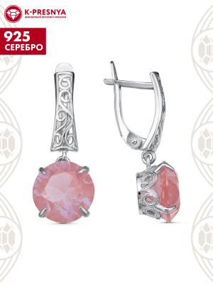 Серьги серебро 925 пробы, покрытие - родирование, вставка - ситалл собственной огранки