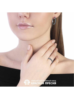 Серьги бижутерия, покрытие - серебрение с оксидированием, без вставок