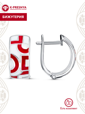Серьги бижутерия, покрытие - серебрение, отделка - эмаль, без вставок