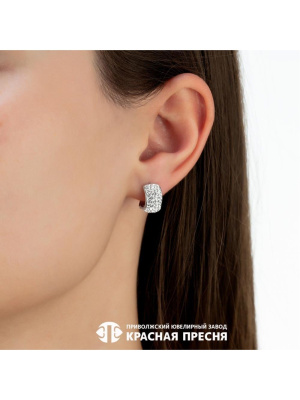 Серьги серебро 925 пробы, покрытие - платинирование, вставка - стекло ювелирное preciosa