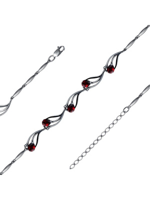 Браслет бижутерия, покрытие - серебрение с оксидированием, вставка - фианит (недрагоценный камень)