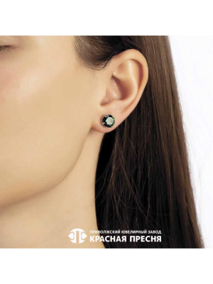 Серьги серебро 925 пробы, покрытие - золочение, вставка - фианит (недрагоценный камень)