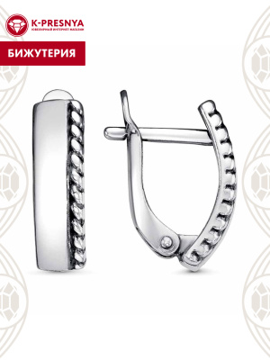 Серьги бижутерия, покрытие - серебрение с оксидированием, без вставок