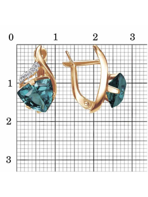 Серьги серебро 925 пробы, покрытие - золочение, выборочное родирование