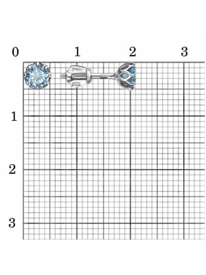 Серьги серебро 925 пробы, покрытие - родирование, вставка - фианит (недрагоценный камень)