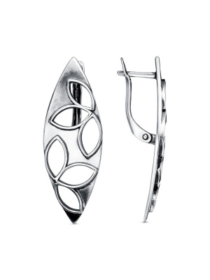 Серьги бижутерия, покрытие - серебрение с оксидированием, без вставок