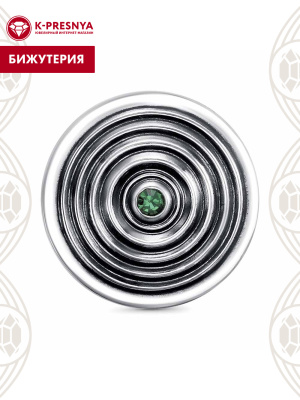 Брошь бижутерия, покрытие - серебрение с оксидированием, вставка - стекло ювелирное preciosa