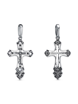 Подвеска серебро 925 пробы, покрытие - оксидирование, вставка - фианит (недрагоценный камень)