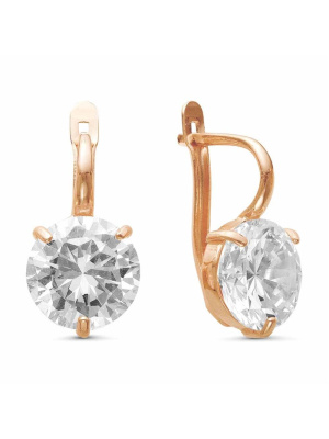 Серьги бижутерия, покрытие - золочение, вставка - фианит (недрагоценный камень)