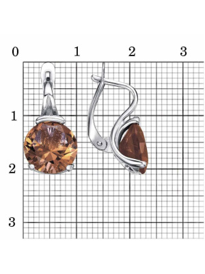 Серьги серебро 925 пробы, покрытие - родирование, вставка - искусственный султанит