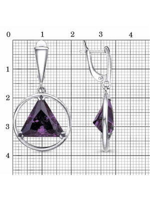 Серьги серебро 925 пробы, покрытие - платинирование, вставка - фианит (недрагоценный камень)