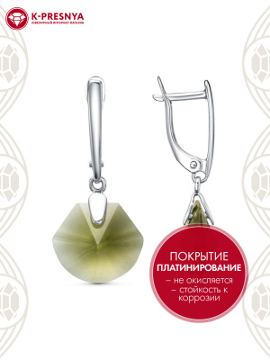 Серьги серебро 925 пробы, покрытие - платинирование, вставка - стекло ювелирное собственной огранки