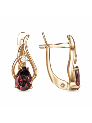 Серьги серебро 925 пробы, покрытие - золочение, вставка - фианит (недрагоценный камень)