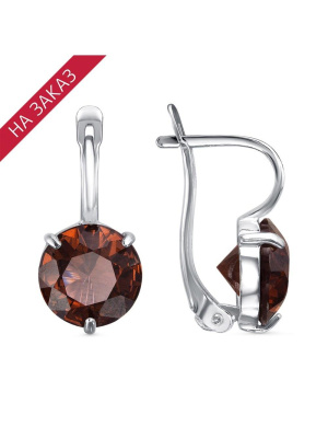 Серьги серебро 925 пробы, покрытие - родирование, вставка - ситалл собственной огранки