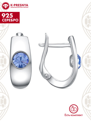 Серьги серебро 925 пробы, покрытие - платинирование, вставка - стекло ювелирное preciosa