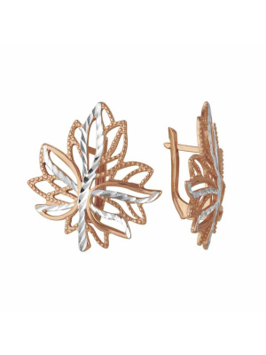 Серьги серебро 925 пробы, покрытие - золочение, отделка - алмазная грань, без вставок