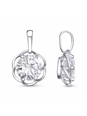 Подвеска бижутерия, покрытие - платинирование, вставка - фианит (недрагоценный камень)