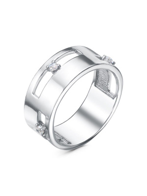 Кольцо бижутерия, покрытие - серебрение, вставка - фианит (недрагоценный камень)