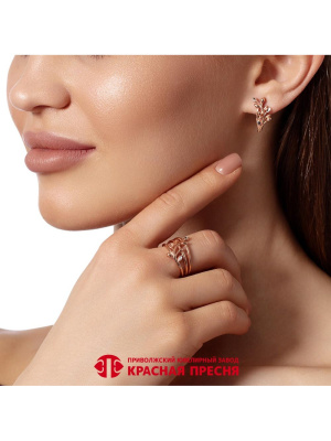 Серьги серебро 925 пробы, покрытие - золочение, отделка - алмазная грань, без вставок