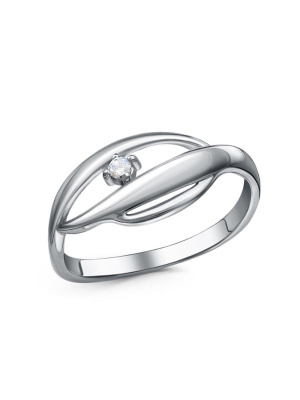 Кольцо бижутерия, покрытие - платинирование, вставка - фианит (недрагоценный камень)