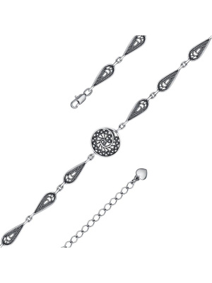 Браслет серебро 925 пробы, покрытие - оксидирование, без вставок