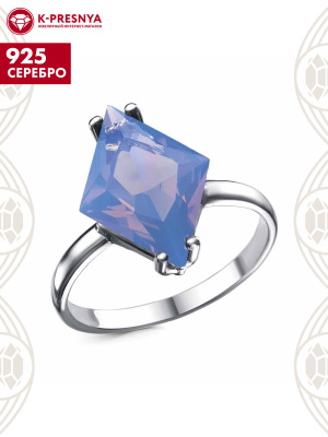 Кольцо серебро 925 пробы, покрытие - платинирование, вставка - ситалл собственной огранки