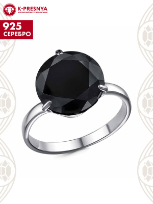 Кольцо серебро 925 пробы, покрытие - платинирование, вставка - фианит (недрагоценный камень)