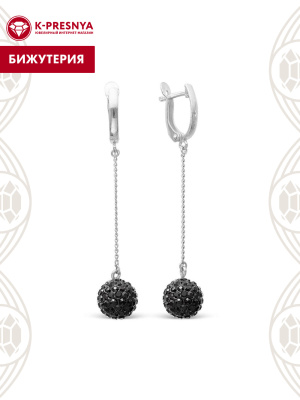 Серьги бижутерия, покрытие - серебрение, вставка - стекло ювелирное