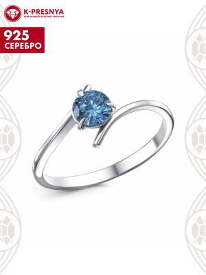 Кольцо серебро 925 пробы, покрытие - родирование, вставка - фианит (недрагоценный камень)