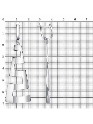 Серьги серебро 925 пробы, покрытие - платинирование, без вставок