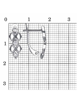 Серьги серебро 925 пробы, покрытие - платинирование, вставка - фианит (недрагоценный камень)