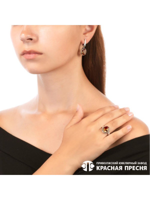 Серьги серебро 925 пробы, покрытие - оксидирование, вставка - искусственный султанит