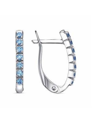 Серьги серебро 925 пробы, покрытие - родирование, вставка - фианит (недрагоценный камень)