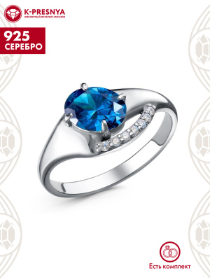 Кольцо серебро 925 пробы, покрытие - платинирование, вставка - фианит (недрагоценный камень)